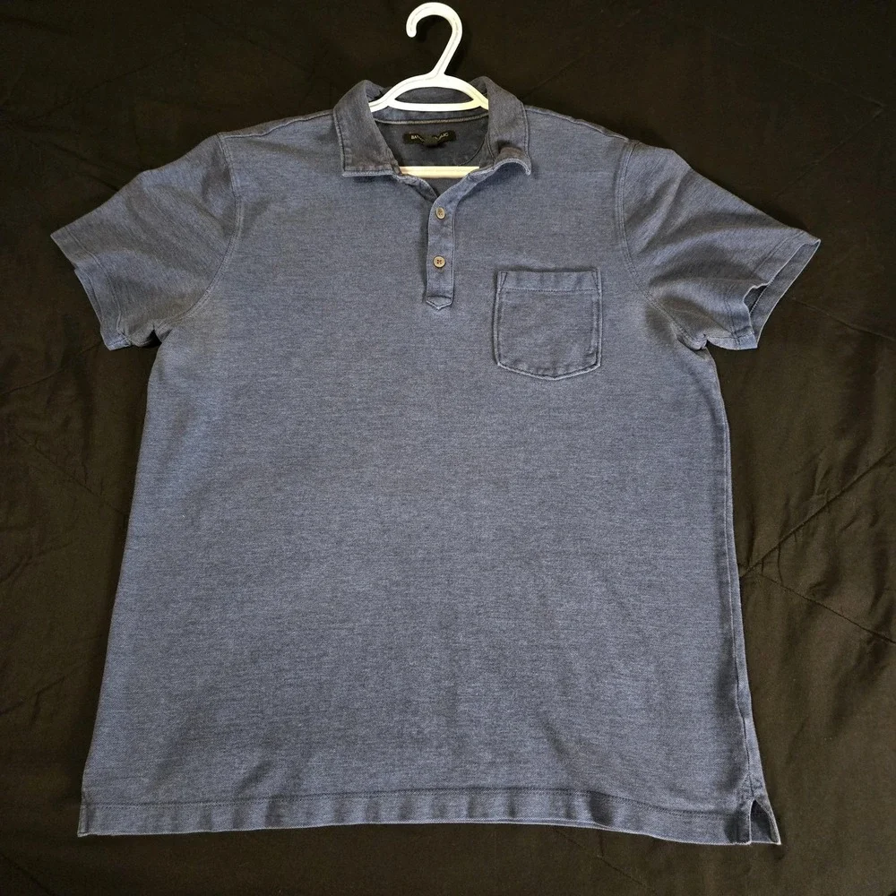 Banana Republic Shirt Mens Large Blue 100% Cotton Short Sleeve Polo‎ Pocket
